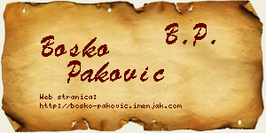 Boško Paković vizit kartica